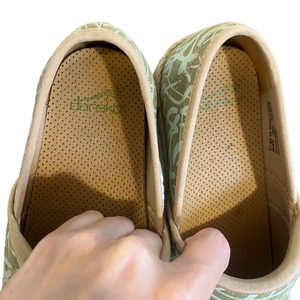 Dansko Victoria clog canvas jute espadrille green tan 38 - Picture 8 of 14